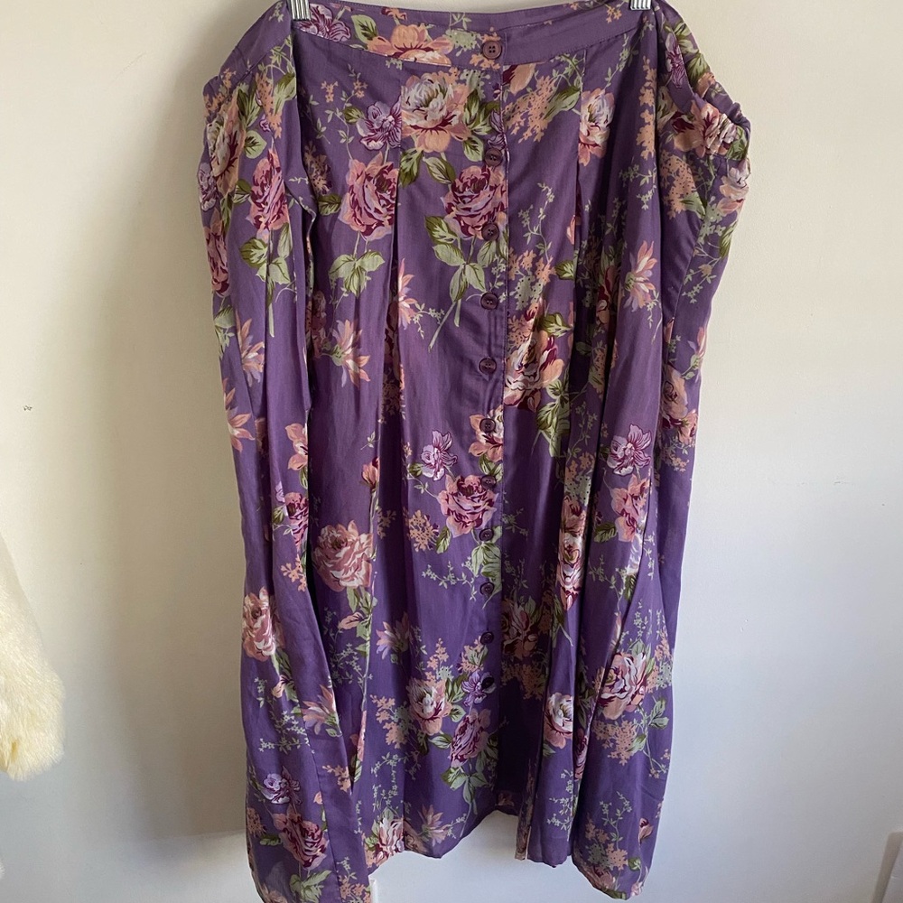 Plus Size Purple Feminine Floral Skirt Cottagecore - Picture 1 of 5